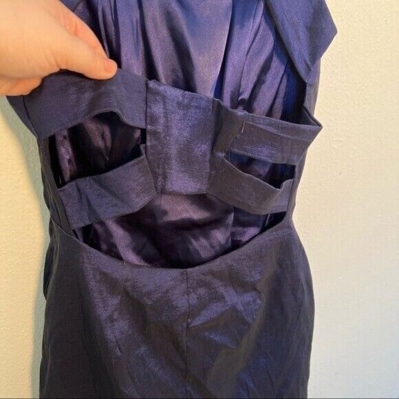 Cache Mini Dress Sleeveless Navy Blue Cage Back Sweetheart Neck 2 - Picture 9 of 12